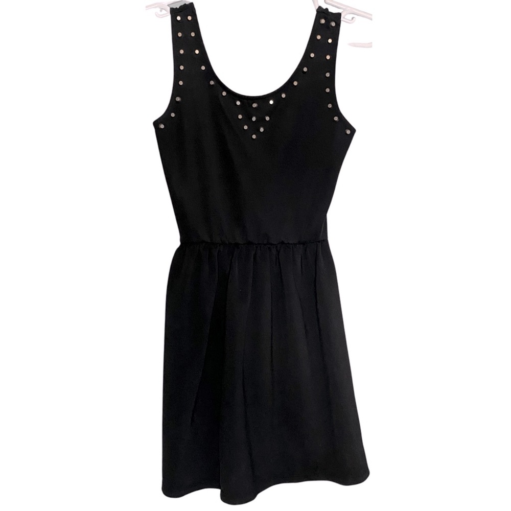 Poof Couture Black Studded Skater Dress Size M